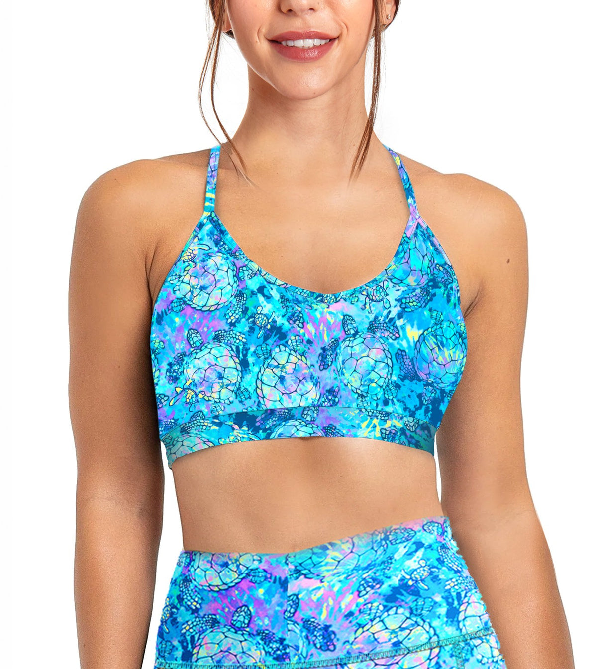 Spacefish Army Turtle Tie Dye Bikini Sports Bra Hybrid