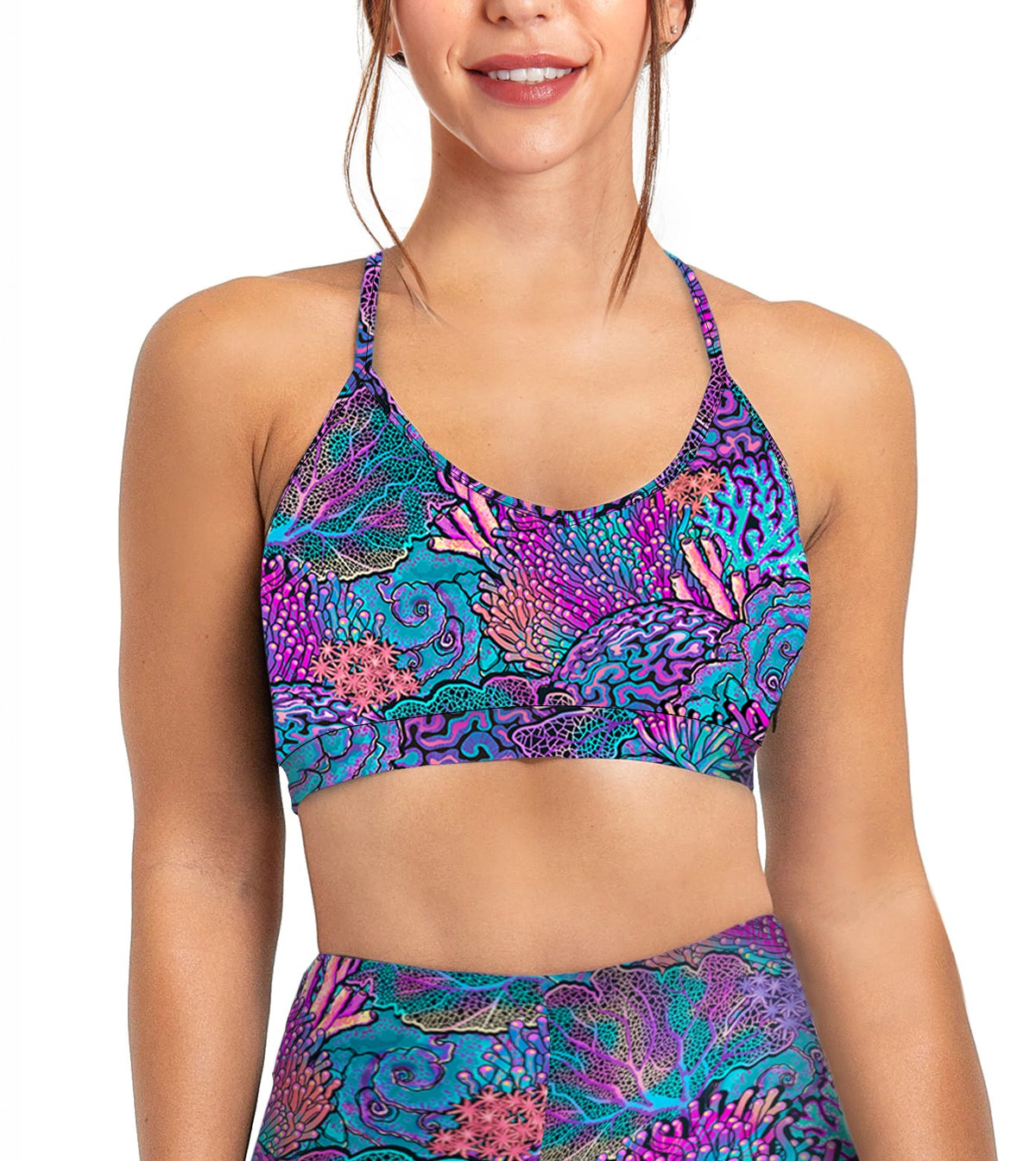 Spacefish Army Coral Kaleidoscope Bikini Sports Bra Hybrid