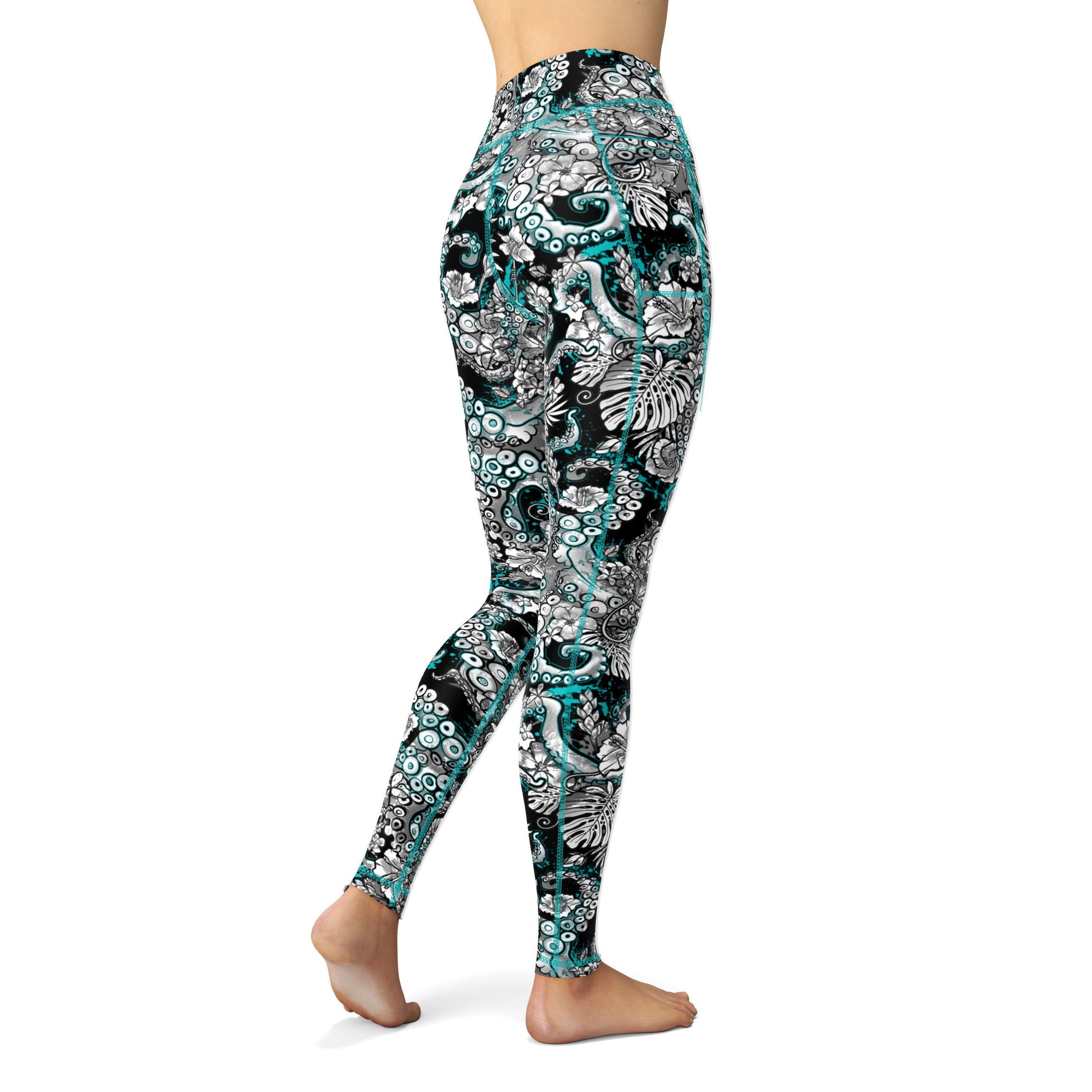 Spacefish Army Electric Blue Octofloral Leggings