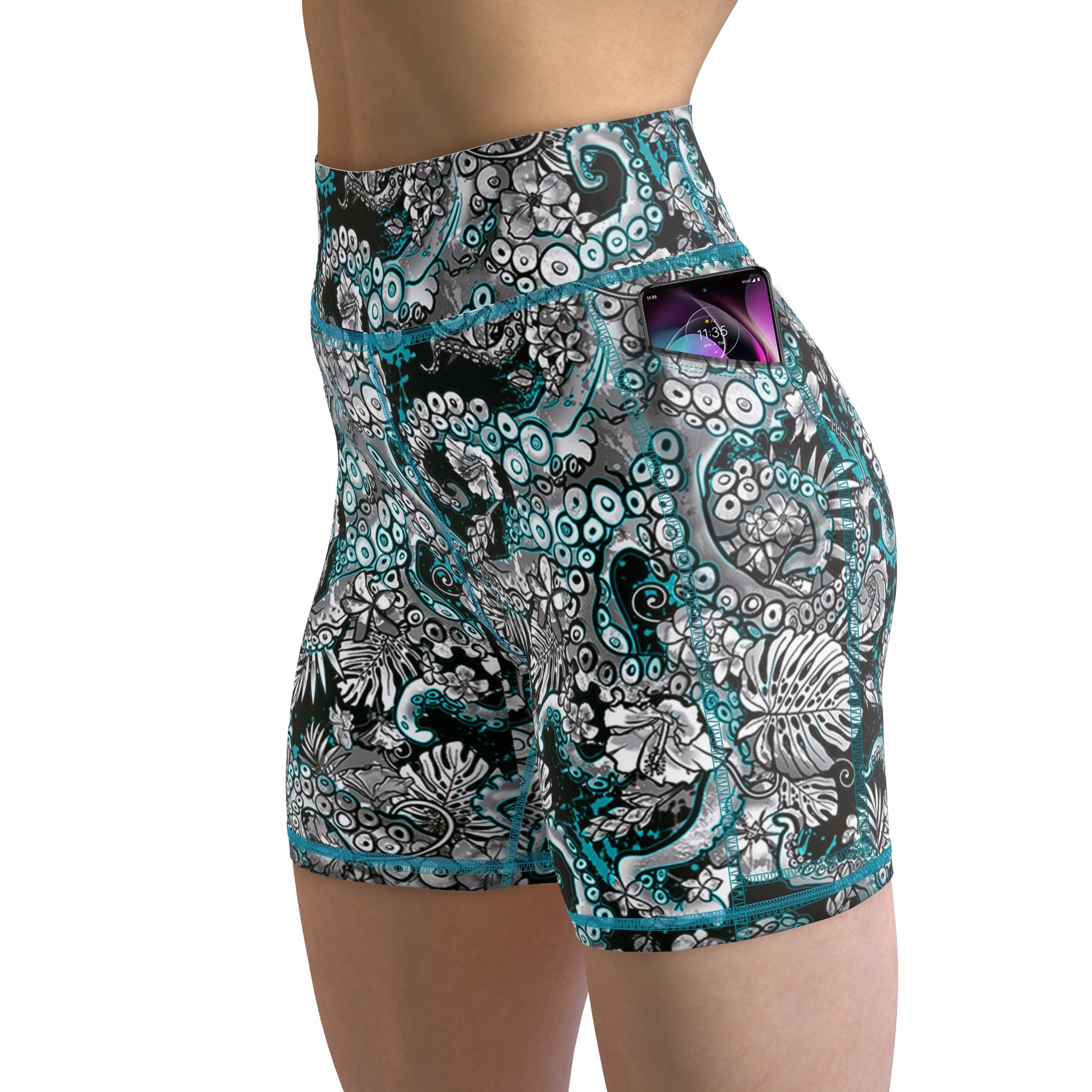 Spacefish Army Electric Blue Octofloral Shorts